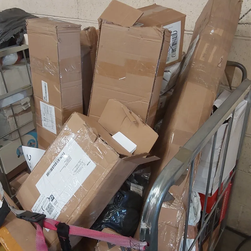CAGE OF ASSORTED CONSUMER PRODUCTS INCLUDING: CAR PARTS, HOSE PIPES, WINDOW CLEANER ECT // CAGE NOT INCLUDED 