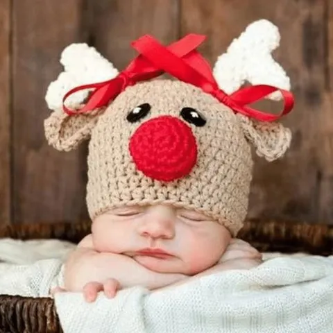 APPROXIMATELY 5 BRAND NEW CROCHET BEIGE REINDEER DRESS UP OUTFIT