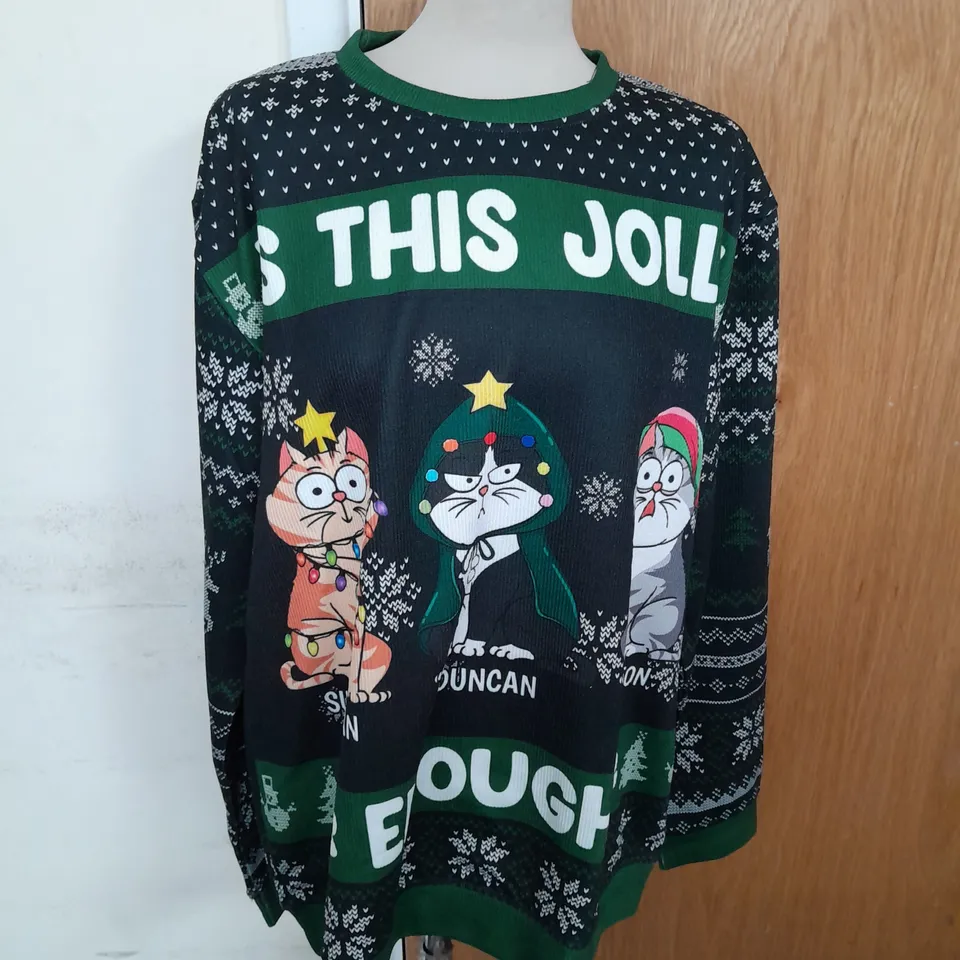 WANDER PRINTS THIN CAT PRINT CHRISTMAS JUMPER SIZE L