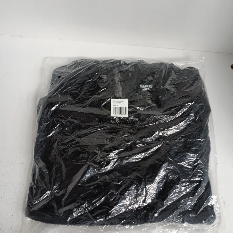 BAGGED REEBOK DOUBLE MONKEY FLEECE JACKET, DEEP BLACK - LARGE