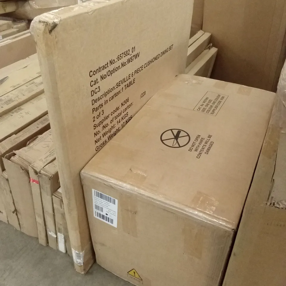 BOXED SEVILLE OUTDOOR DINING SET // PARASOL MISSING (2 BOXES)