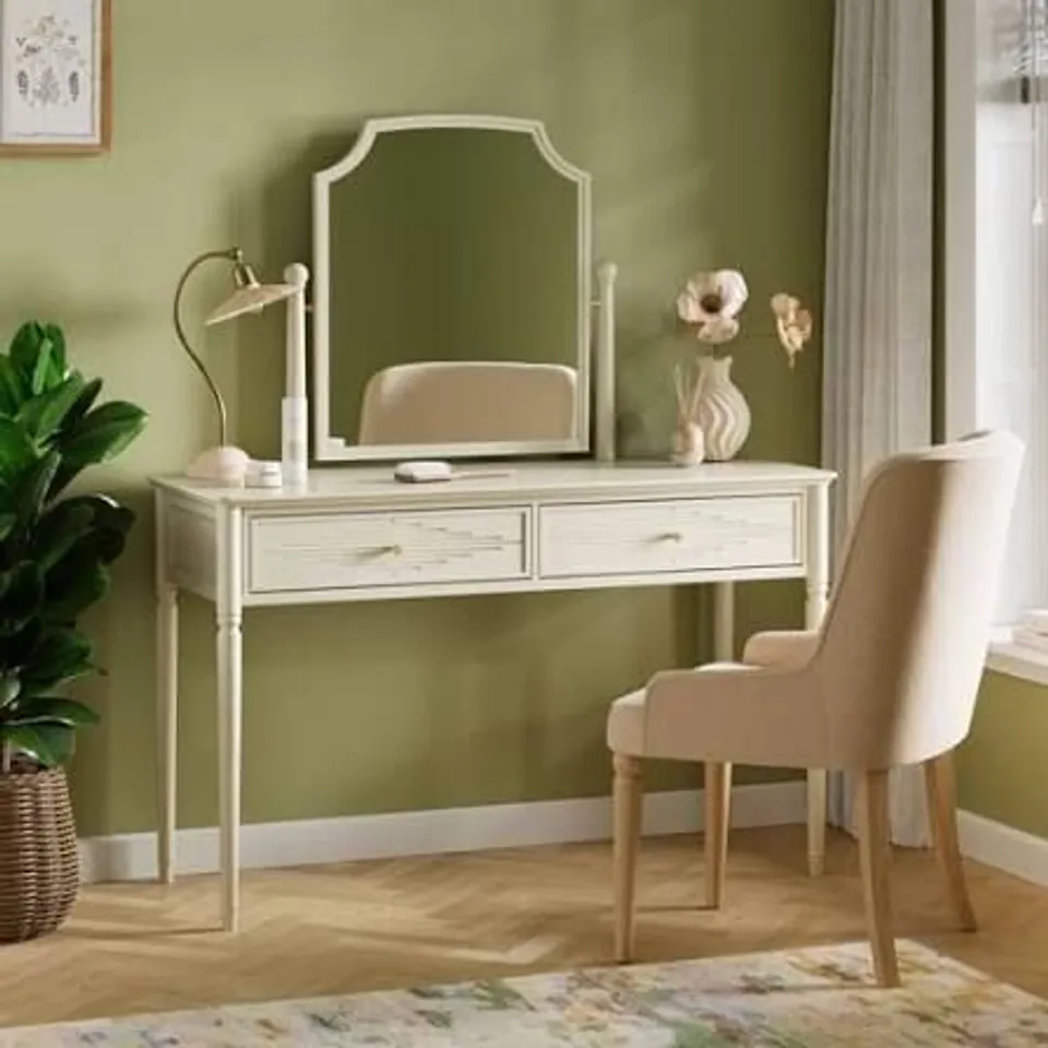 BOXED OTTILIE 2 DRAWER DRESSING TABLE WITH MIRROR (1 BOX)