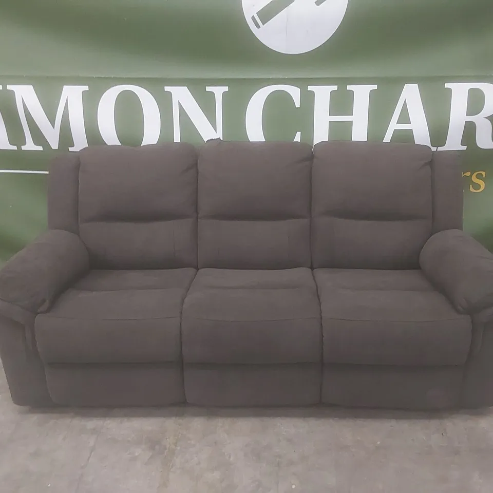 DESIGNER ALBION 3 SEATER FABRIC UPHOLSTERED MANUAL RECLINER SOFA