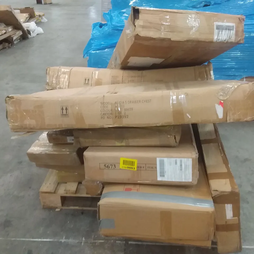 PALLET OF ASSORTED FLAT PACK FURNITURE ITEMS