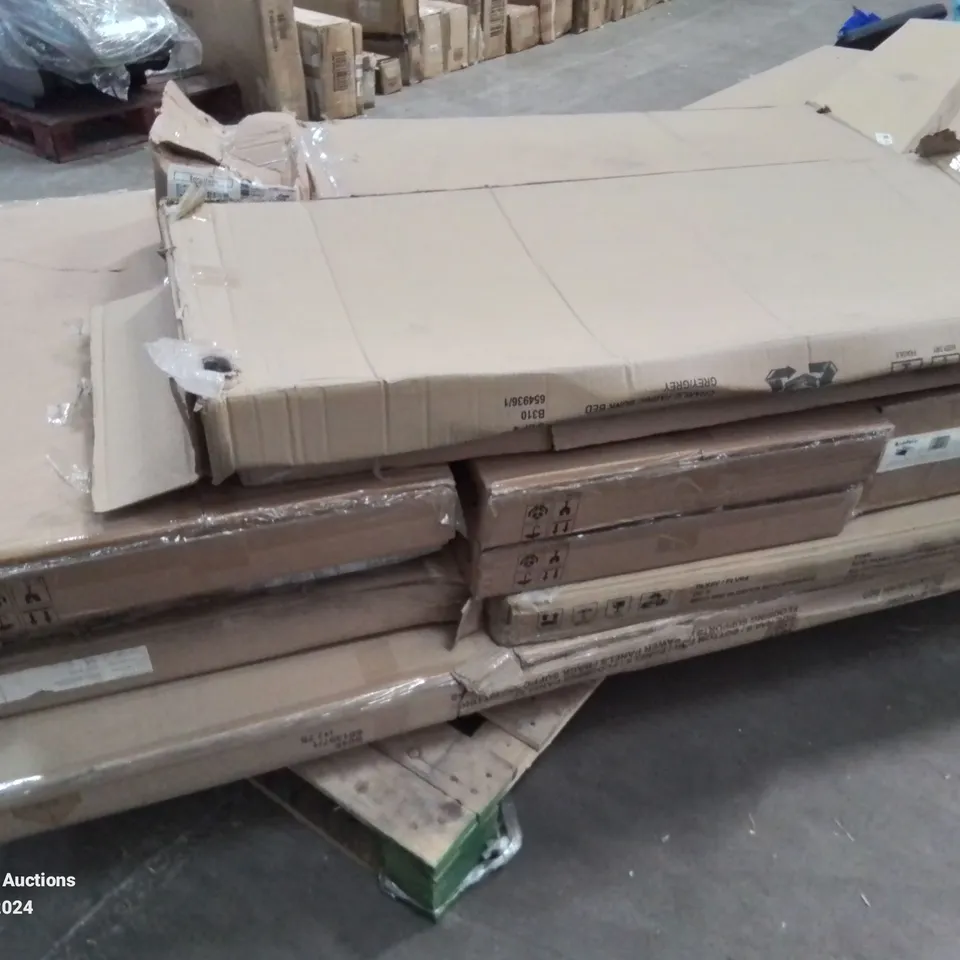 PALLET CONTAINING VARIOUS INCOMPLETE BOXED FURNITURE PARTS AND OTHER HOUSEHOLD ITEMS ETC.