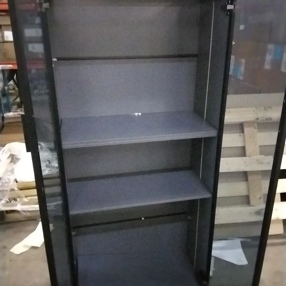 DISPLAY CABINET WITH HUMAN SENSOR FUNCTION AND LIGHTING, DISPLAY CABINET WITH 5-TIER STORAGE SHELVES - GREY