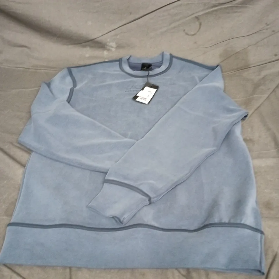 ARMANI EXCHANGE DUSTY BLUE CREWNECK SWEATSHIRT (A|X LOGO) - SIZE S