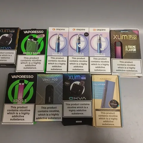 APPROXIMATELY 10 ASSORTED E-CIGARETTE PRODUCTS TO INCLUDE ASPIRE, OXVA, VOOPOO ETC 