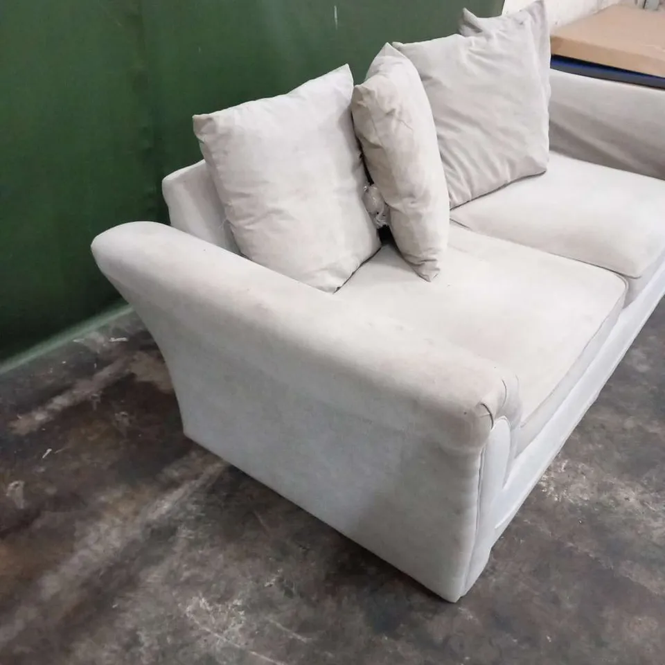 DESIGNER BEIGE FABRIC THREE SEATER SOFA