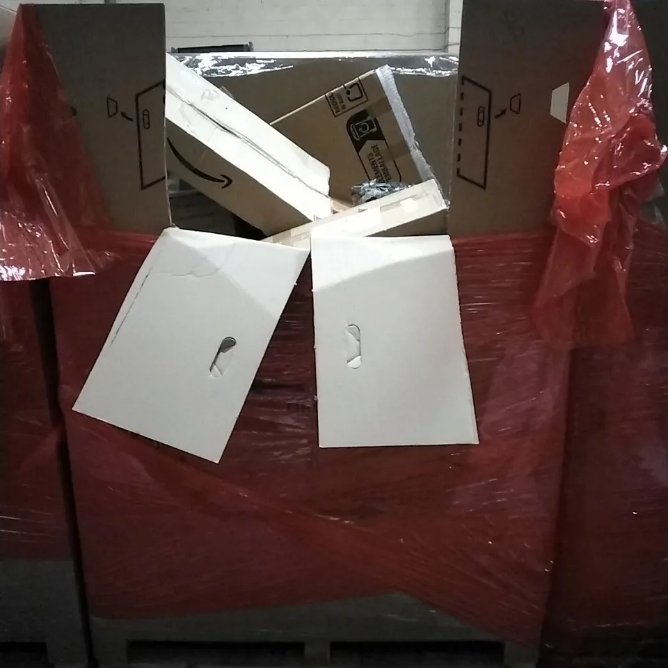 PALLET OF HOUSEHOLD ITEMS TO INCLUDE 7 DRAWER DRESSER,  RUCKSACK, CHEFMAN MICROWAVE, FENCE AND OTHER ASSORTED ITEMS...