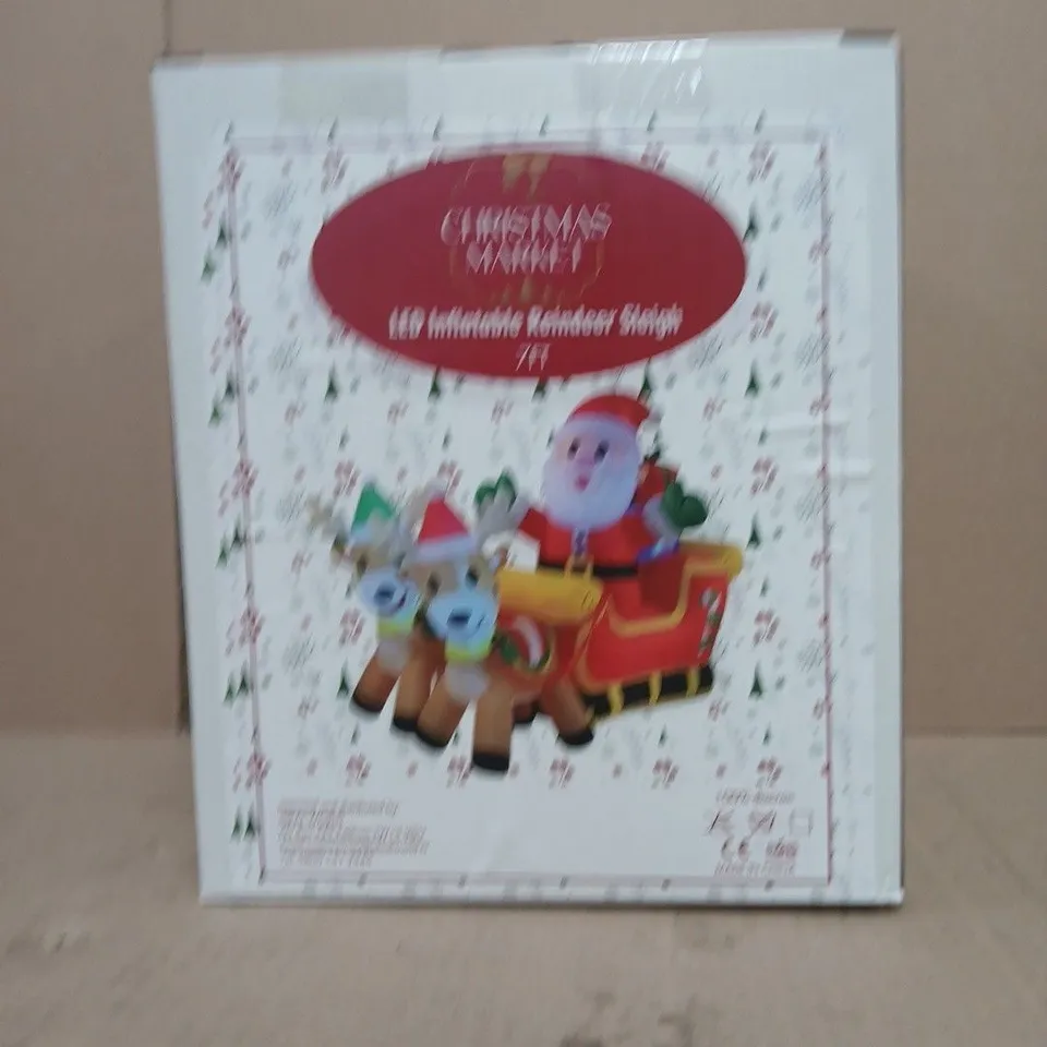 CHRISTMAS MARKET - LED INFLATABLE REINDEER SLEIGH - 7FT - 8 PER BOX 