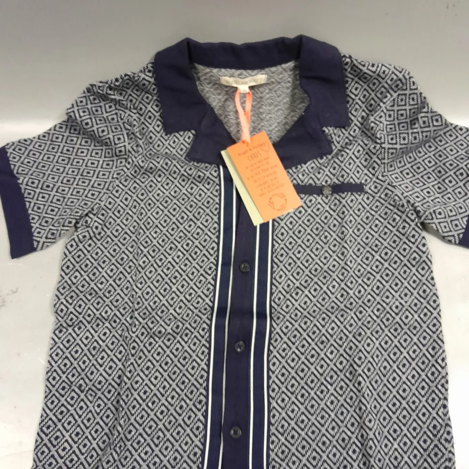 ANGEL & ROCKET CHILDRENS VINCENT NAVY SMART PRINTED POLO - 8YRS