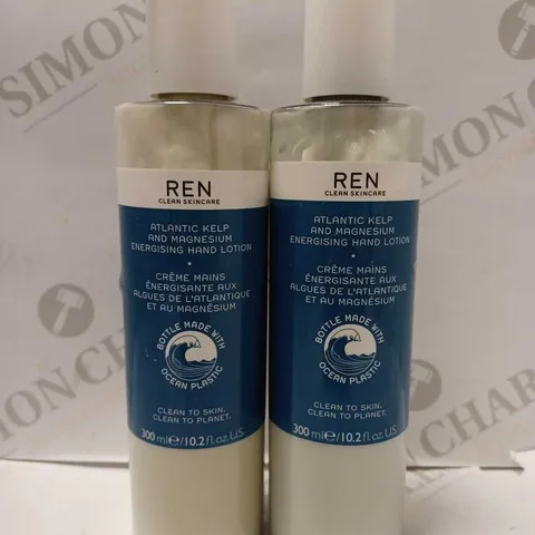 LOT OF 2 X 300ML REN ATLANTIC KELP AND MAGNESIUM HAND LOTION
