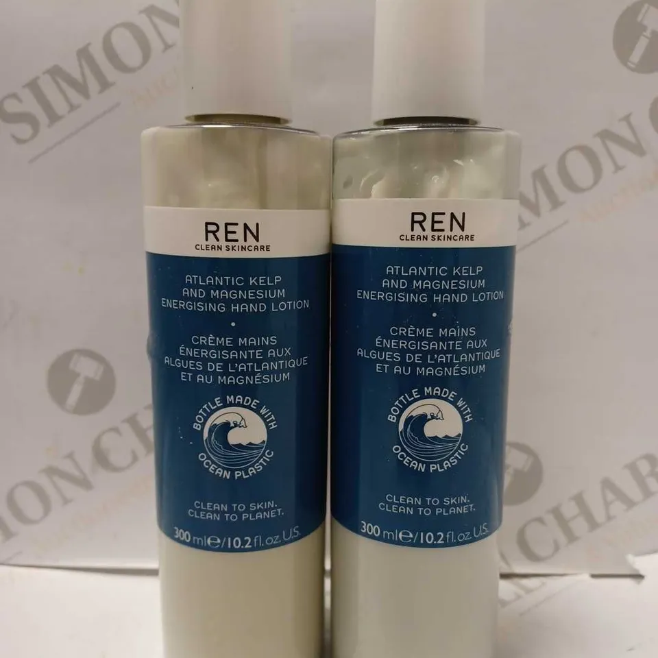 LOT OF 2 X 300ML REN ATLANTIC KELP AND MAGNESIUM HAND LOTION