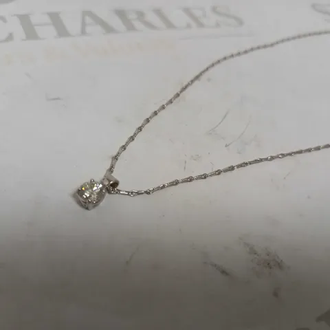 DESIGNER 18CT WHITE GOLD PENDANT ON CHAIN SET WITH A DIAMOND WEIGHING +-0.52CT