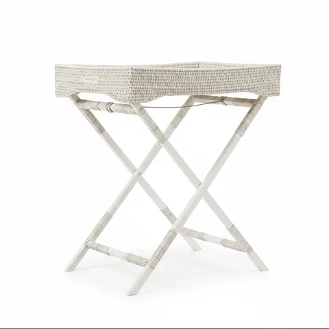 BOXED WHITE RATTAN BUTTLER TRAY