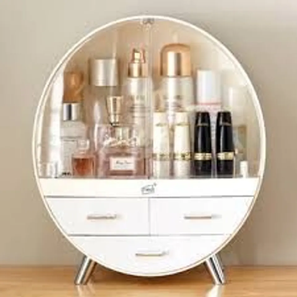BOXED NEO WHITE 3 DRAWER ROUND COSMETIC ORGANISER (1 BOX)
