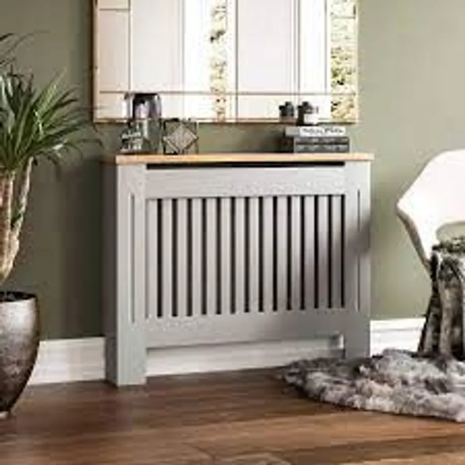 BOXED BEACONSFIELD MEDIUM SIZED RADIATOR COVER - GREY/OAK