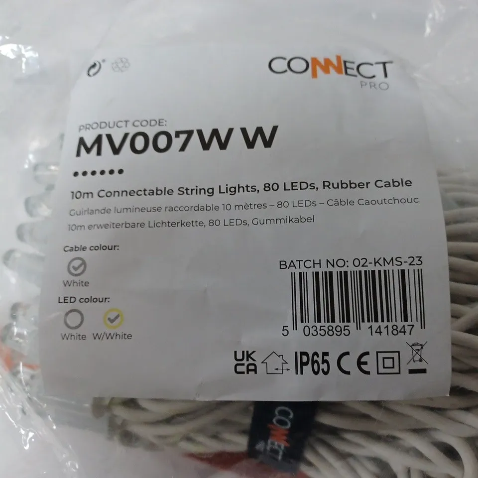 CONNECT PRO 10M CONNECTABLE STRING LIGHTS, 80 LEDS, RUBBER CABLE MV007W W