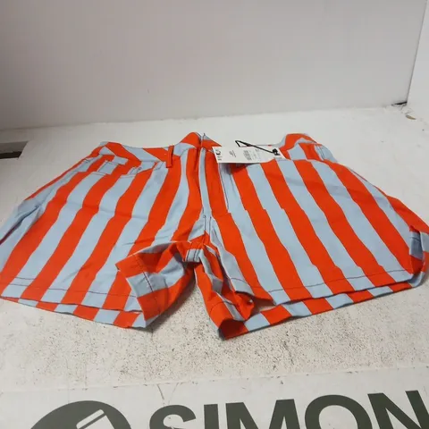 ZARA STRIPED SHORT – ORANGE & LIGHT BLUE, UK 10 (EU 38)