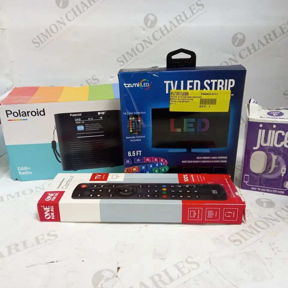 LOT OF APPROXIMATELY 12 ELECTRICAL ITEMS, TO INCLUDE RADIO, LED STRIP, CHARGER, ETC