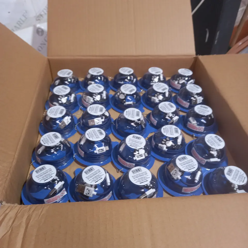 BOX OF APPROXIMATELY 200 USB CABLES - BLUE