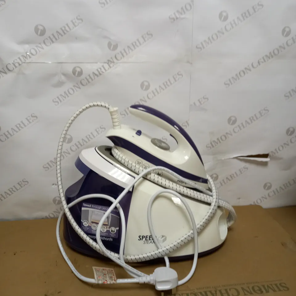MORPHY RICHARDS 333202 SPEED STEAM GENERATOR IRON, WHITE AND PURPLE