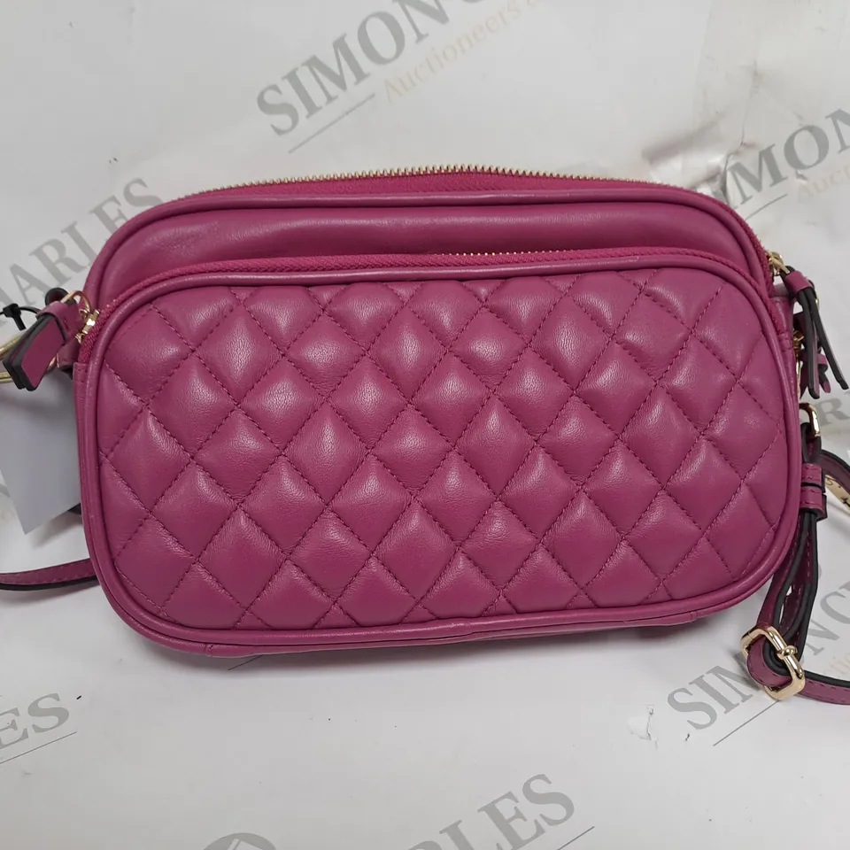 ASHWOOD MEDIUM QUILT FRONT MULTI POCKET LEATHER CROSSBODY BAG - PINK