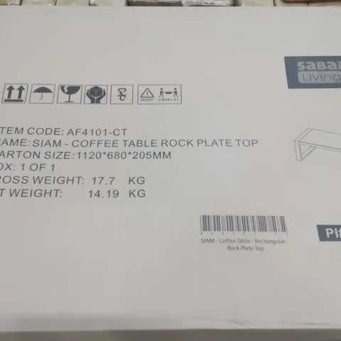 BOXED SIAM RECTANGULAR COFFEE TABLE ROCK PLATE TOP