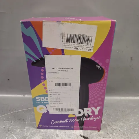 BOXED SBB STYLE TOOLS QUICK 2 DRY COMPACT 2000W HAIRDRYER