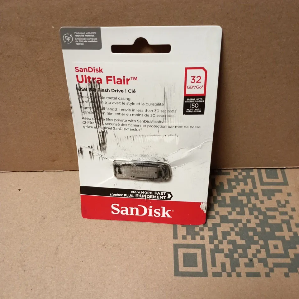 SANDISK ULTRA FLAIR USB 3.0 FLASH DRIVE – 32GB