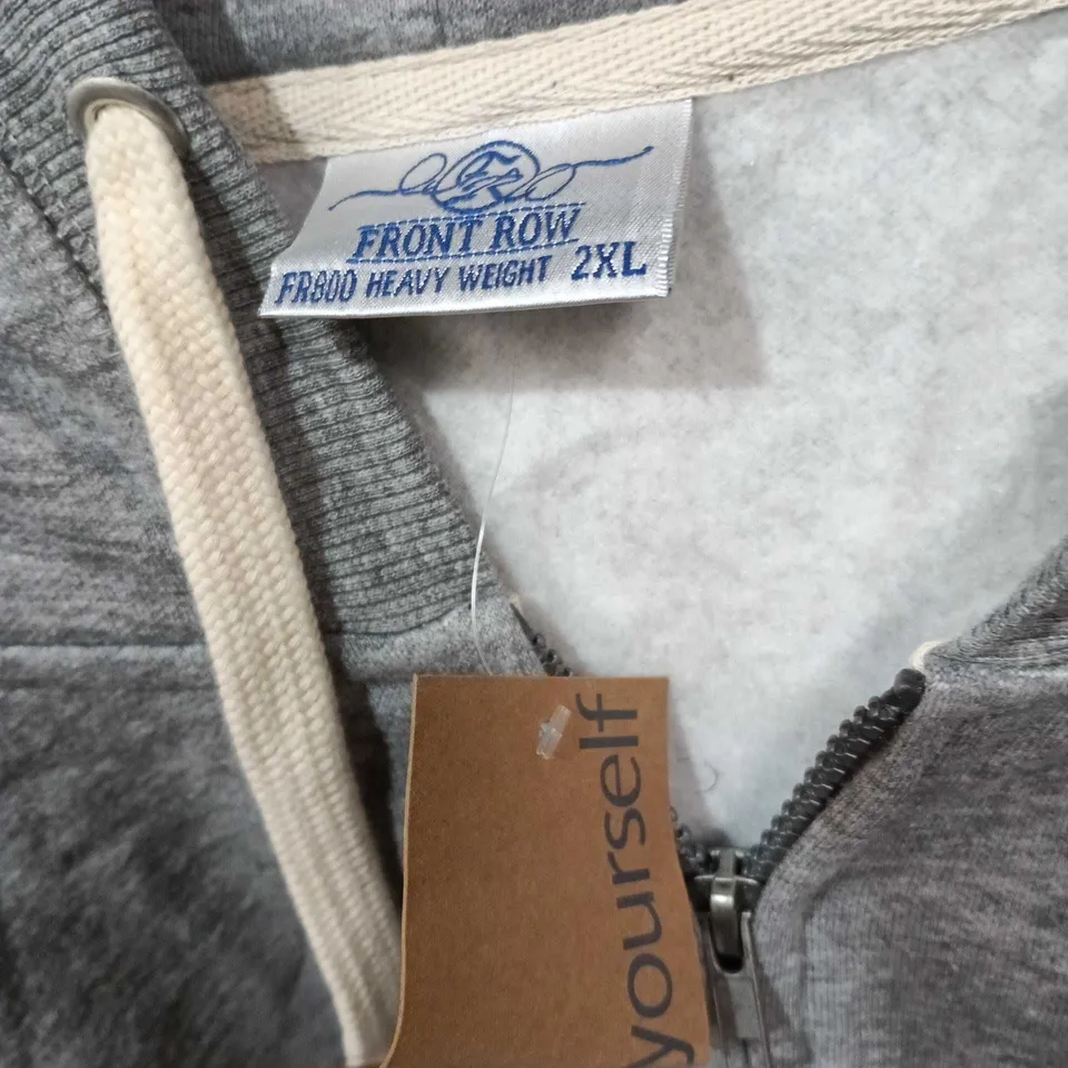 FRONT ROW HEAVY WEIGHT ZIP HOODIE – GREY, 2XL