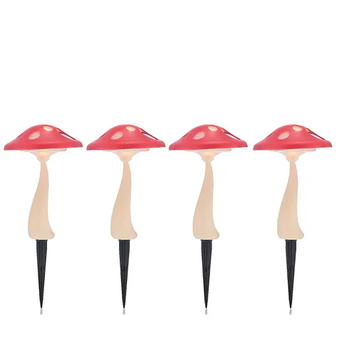 GARDEN REFLECTIONS SET OF 4 MUSHROOM WARM WHITE SOLAR LIGHTS