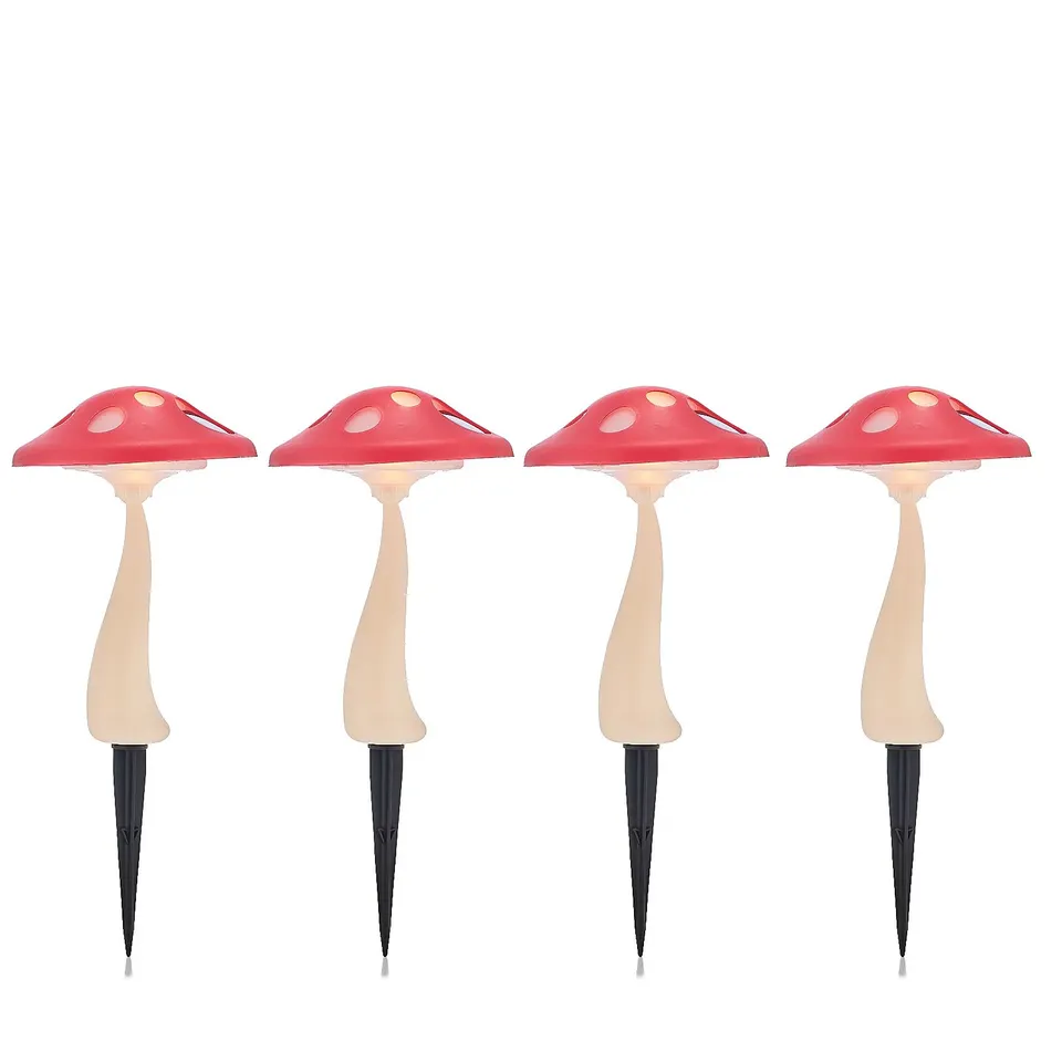 GARDEN REFLECTIONS SET OF 4 MUSHROOM WARM WHITE SOLAR LIGHTS