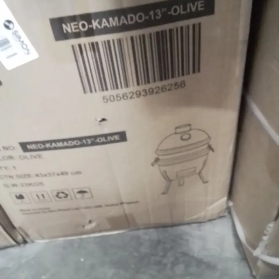 BOXED NEO KAMADO 13" CERAMIC MINI BBQ GRILL - OLIVE