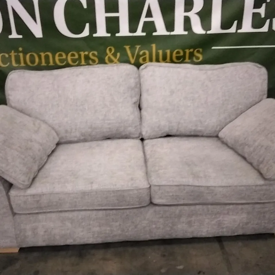 QUALITY DESIGNER LIGHT GREY FABRIC 2 SEATER SOFA