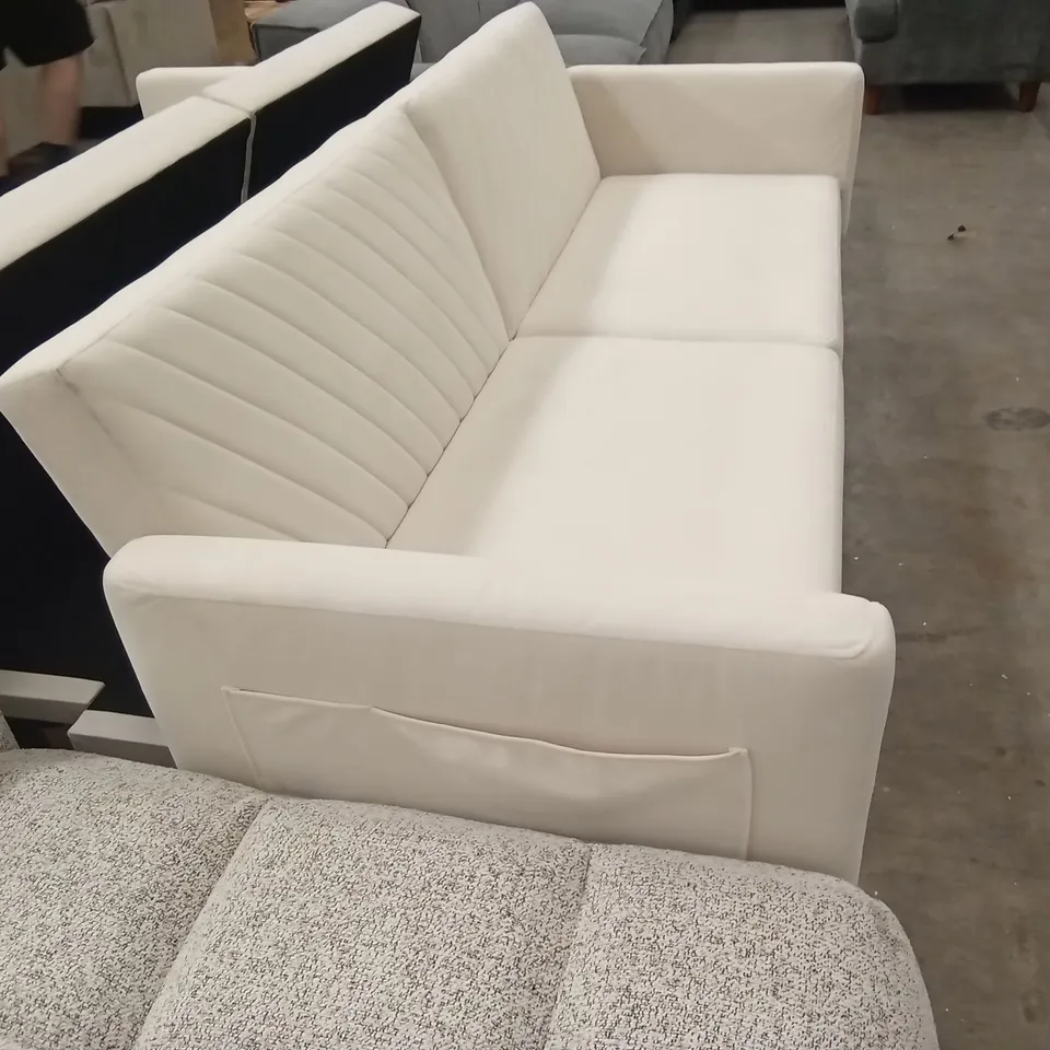 DESIGNER 3 SEATER VELVET UPHOLSTERED SOFA BED