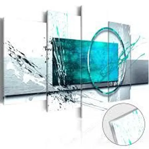 BOXED ARTGEIST 5 PIECE TURQUOISE BLUE EXPRESSION ACRYLIC PRINTS WALL ART 50 x 100CM (1 BOX)