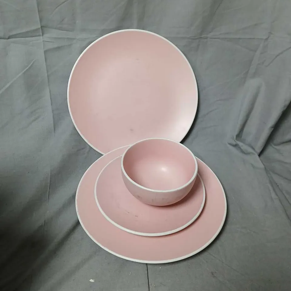 APPROXIMATE 12PC PINK DINNER SET TO INCLUDE PLATES, SMALL PLATES & BOWLS - COLLECTION ONLY
