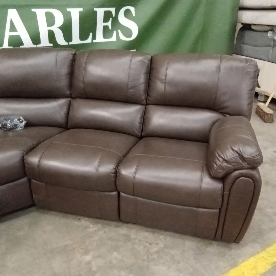 LEIGHTON LEATHER/FAUX LEATHER POWER HIGH BACK RECLINER CORNER GROUP SOFA RRP £2599