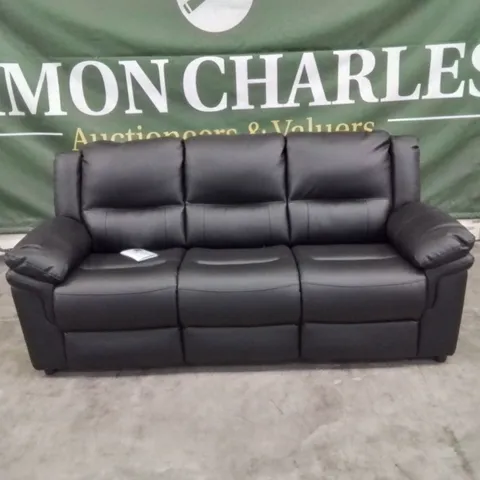 QUALITY DESIGNER FAUX LEATHER BLACK 3 SEATER SOFA 