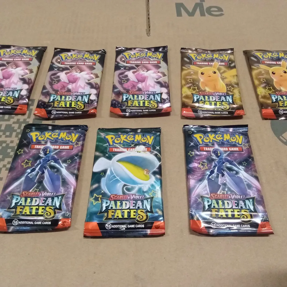APPROXIMATELY 8 x PACKS OF POKÉMON SCARLET & VIOLET PALDEAN FATES CARDS