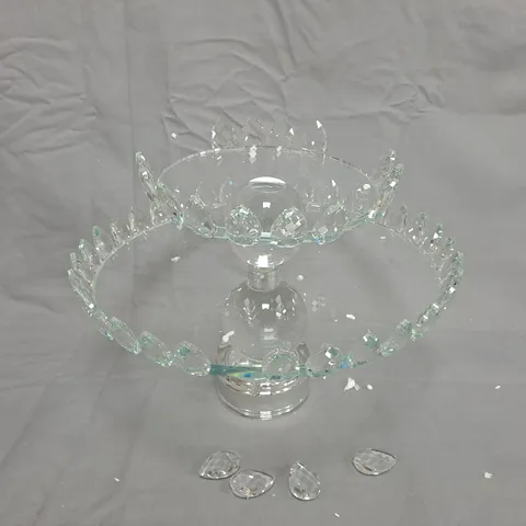CRYSTAL 2-TIER GLASS CAKE STAND WITH LED – JM LOTUS LED STAND BY JULIEN MACDONALD