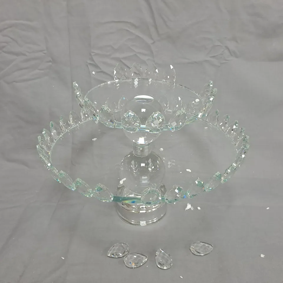 CRYSTAL 2-TIER GLASS CAKE STAND WITH LED – JM LOTUS LED STAND BY JULIEN MACDONALD