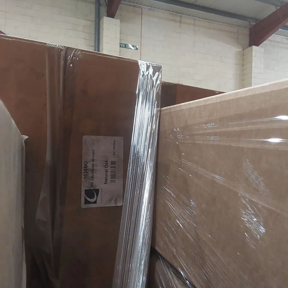 PALLET CONTAINING A LARGE QUANTITY OF ASSORTED BRAND NEW BATHROOM FURNITURE ITEMS INCLUDING: CALYPSO BASE CARCASSES