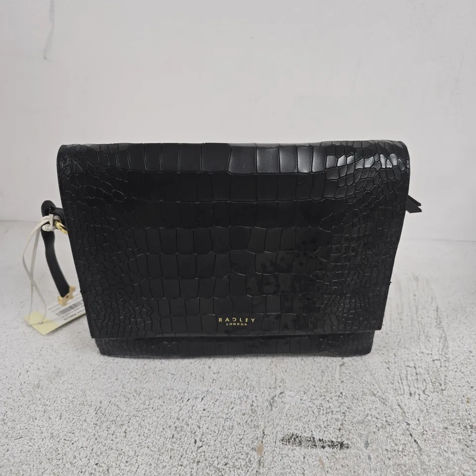 RADLEY LONDON LLOYD AVENUE CROC LEATHER BAG BLACK