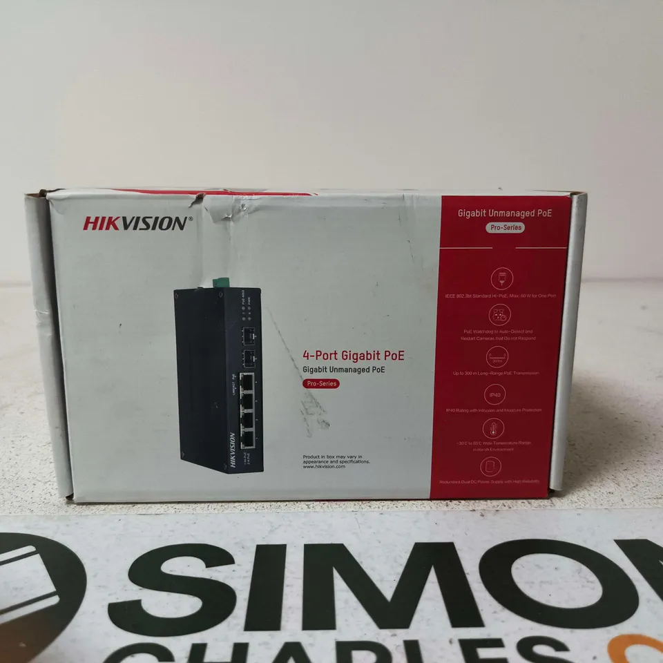 HIKVISION 4-PORT GIGABIT POE UNMANAGED NETWORK SWITCH – PRO-SERIES