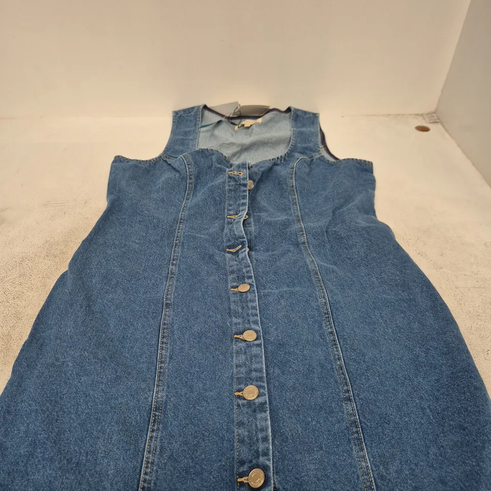 NOBODY'S CHILD HARVEY FITTED DENIM MINI DRESS – BLUE, UK 16 