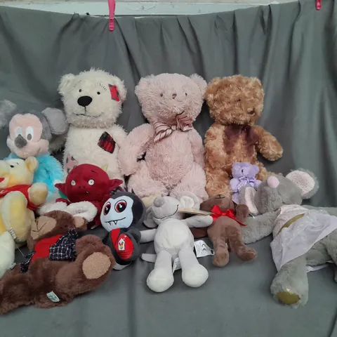 BOX OF ASSORTED PLUSH SOFT TEDDIES
