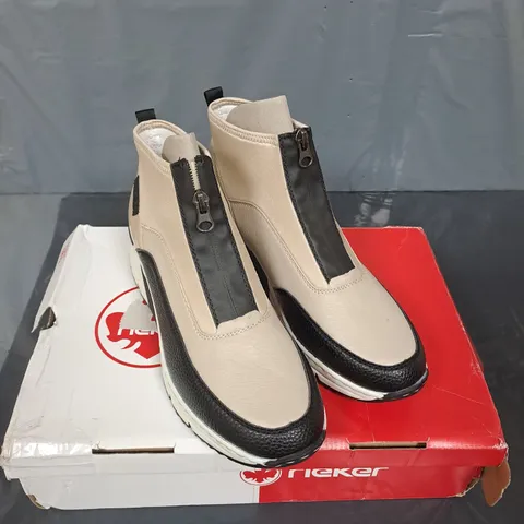 BOXED PAIR OF RIEKER HI TOP TRAINERS - 6.5